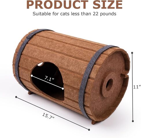 Beer Barrel Shape Cat House, Felt Peekaboo Cat Cave, Foldable Cat Beds for Indoor Cats, Durable Cat Scratch House Kitten Bed in Saudi Arabia