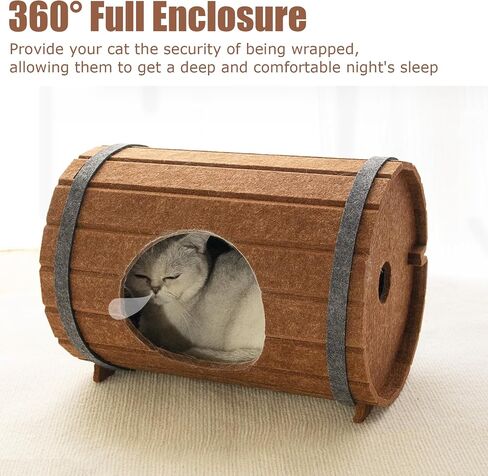 Beer Barrel Shape Cat House, Felt Peekaboo Cat Cave, Foldable Cat Beds for Indoor Cats, Durable Cat Scratch House Kitten Bed in Saudi Arabia