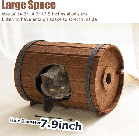 Beer Barrel Shape Cat House, Felt Peekaboo Cat Cave, Foldable Cat Beds for Indoor Cats, Durable Cat Scratch House Kitten Bed in Saudi Arabia