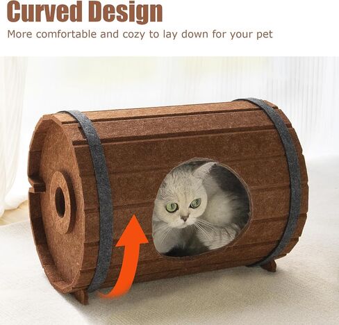Beer Barrel Shape Cat House, Felt Peekaboo Cat Cave, Foldable Cat Beds for Indoor Cats, Durable Cat Scratch House Kitten Bed in Saudi Arabia