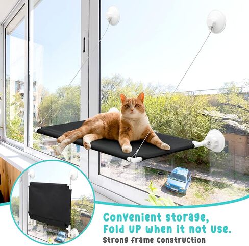 مجثم نافذة للقطط، أرجوحة نافذة للقطط بتصميم موفر للمساحة، يتم تركيبها بواسطة أكواب شفط لولبية قوية، وهي سرير آمن ومتين للقطط in Saudi Arabia