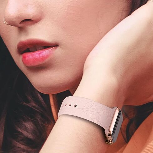 DMMG متوافق مع سوار ساعة Apple للنساء 38/40/41/42/44/45 مم، سوار رياضي منقوش بالزهور، سوار معصم من السيليكون الناعم اللطيف والأزهار بديل لسلسلة iwatch Bands 8 7 6 5 4 3 2 1 SE in Kuwait