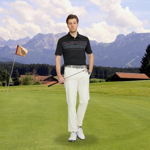 M MAELREG Golf Shirts for Men Quick Dry Short Sleeve Casual Stylish Moisture Wicking Chest Print Collared Mens Polo Shirts in Saudi Arabia