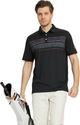 M MAELREG Golf Shirts for Men Quick Dry Short Sleeve Casual Stylish Moisture Wicking Chest Print Collared Mens Polo Shirts in Saudi Arabia