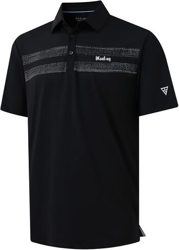 M MAELREG Golf Shirts for Men Quick Dry Short Sleeve Casual Stylish Moisture Wicking Chest Print Collared Mens Polo Shirts in Saudi Arabia