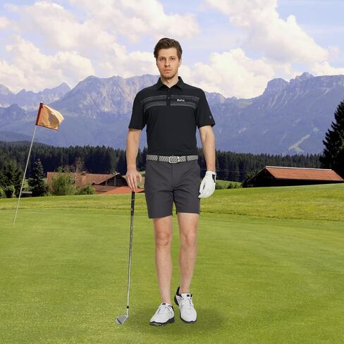 M MAELREG Golf Shirts for Men Quick Dry Short Sleeve Casual Stylish Moisture Wicking Chest Print Collared Mens Polo Shirts in Saudi Arabia