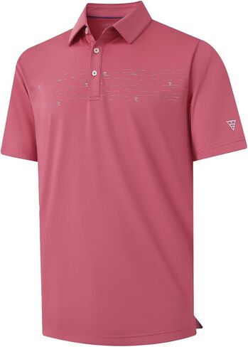 M MAELREG Golf Shirts for Men Quick Dry Short Sleeve Casual Stylish Moisture Wicking Chest Print Collared Mens Polo Shirts in Saudi Arabia