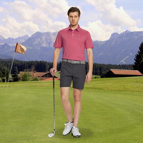 M MAELREG Golf Shirts for Men Quick Dry Short Sleeve Casual Stylish Moisture Wicking Chest Print Collared Mens Polo Shirts in Saudi Arabia