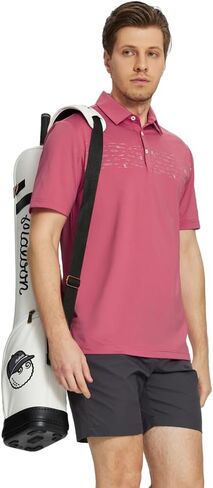 M MAELREG Golf Shirts for Men Quick Dry Short Sleeve Casual Stylish Moisture Wicking Chest Print Collared Mens Polo Shirts in Saudi Arabia