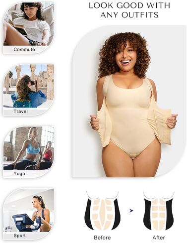 SHAPELLX Tank Shapewear for Women Tummy Control Bodysuit Seamless Slimming Body Shaper 3 in 1 Waist Trainer Bra in Saudi Arabia
