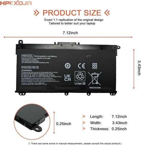 HW03XL استبدال بطارية الكمبيوتر المحمول HP Pavilion 15-EG 15-EH 15-EG00000 15-EH0090WM DF15 15T-EG 15Z-EH 17-CN 17-CP 17S-CU 17T-CN 17Z-CP Series L97300-005 HSTNN-IB90 L96887- 421 تي بي إن-C131 in Saudi Arabia