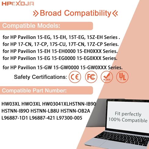 HW03XL استبدال بطارية الكمبيوتر المحمول HP Pavilion 15-EG 15-EH 15-EG00000 15-EH0090WM DF15 15T-EG 15Z-EH 17-CN 17-CP 17S-CU 17T-CN 17Z-CP Series L97300-005 HSTNN-IB90 L96887- 421 تي بي إن-C131 in Saudi Arabia