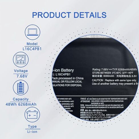 بطارية كمبيوتر محمول L16C4PB1 L16L4PB1 L16M4PB1 لجهاز Lenovo Yoga 720-13IKB 81C3 80X6، Yoga 730-13IKB 81C3، Yoga 730-13IWL 81JR سلسلة 13 بوصة 5B10M52738 5B10M52739 5B10M52740 5B10 Q38237 5B10Q38238 7.68 فولت in Saudi Arabia