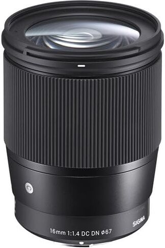 عدسة سيجما 16 ملم f/1.4 DC DN المعاصرة لحزمة ملحقات Sony E 10 قطع - تتضمن ملحقات الشركة المصنعة + طقم مرشح 3 قطع (UV + CPL + FLD) + المزيد in Saudi Arabia
