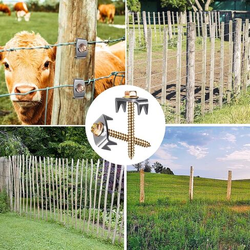 Fence Staples for Wire Fencing, Reusable Wire Fence Staples Fasteners for Mesh and Woven Fencing, 100pcs Wire Fence Staples Nails with Wire Fixer for Easy Installation in Kuwait