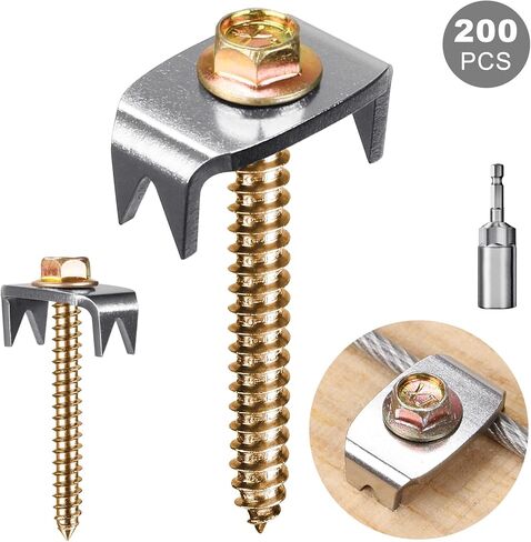 Fence Staples for Wire Fencing, Reusable Wire Fence Staples Fasteners for Mesh and Woven Fencing, 100pcs Wire Fence Staples Nails with Wire Fixer for Easy Installation in Kuwait