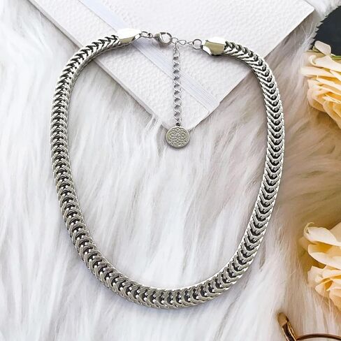 LFE Stainless Steel Chain Choker Necklace| Necklace Fashion Jewelry Set Twist Braid Chunky Necklace Trend Jewelry| Including Gift box in Saudi Arabia