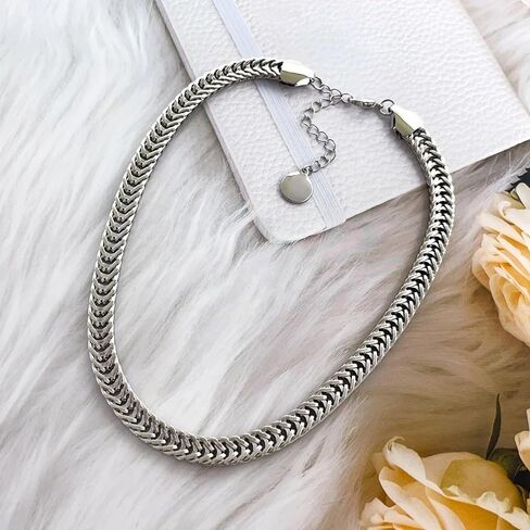 LFE Stainless Steel Chain Choker Necklace| Necklace Fashion Jewelry Set Twist Braid Chunky Necklace Trend Jewelry| Including Gift box in Saudi Arabia