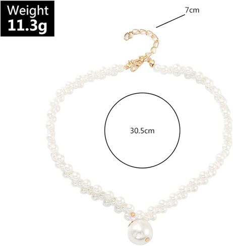 Doubnine Pearl Bead Choker Pendant Elegance Wedding Ivory Necklace for Women Bride Gift in Kuwait