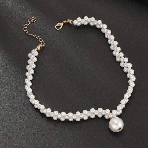 Doubnine Pearl Bead Choker Pendant Elegance Wedding Ivory Necklace for Women Bride Gift in Kuwait