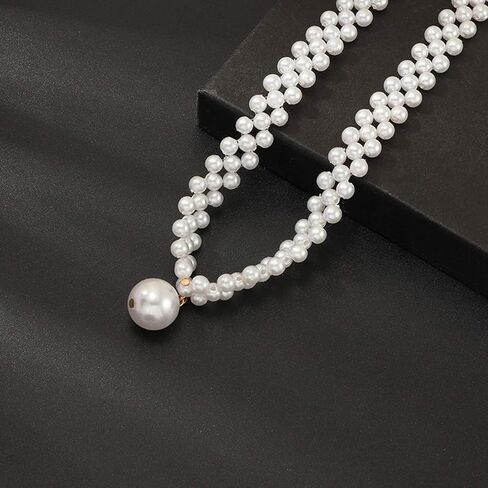 Doubnine Pearl Bead Choker Pendant Elegance Wedding Ivory Necklace for Women Bride Gift in Kuwait