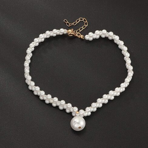 Doubnine Pearl Bead Choker Pendant Elegance Wedding Ivory Necklace for Women Bride Gift in Kuwait
