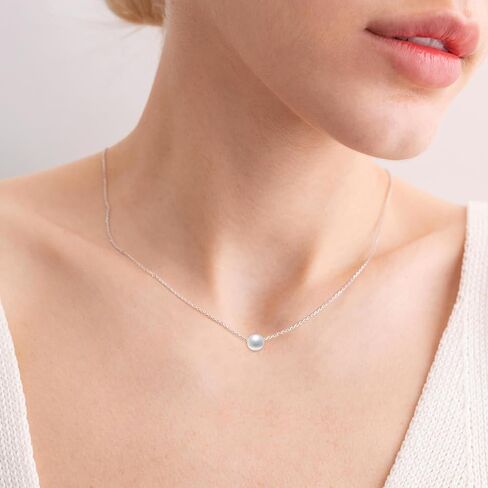 Single Pearl Choker/Necklace for Women Silver/Gold Plated 8mm Floating Freshwater Pearls Wedding Bridesmaids Anniversary Christmas Gifts for Girls 16 18 inch in Saudi Arabia