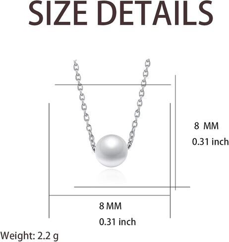 Single Pearl Choker/Necklace for Women Silver/Gold Plated 8mm Floating Freshwater Pearls Wedding Bridesmaids Anniversary Christmas Gifts for Girls 16 18 inch in Saudi Arabia
