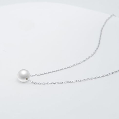 Single Pearl Choker/Necklace for Women Silver/Gold Plated 8mm Floating Freshwater Pearls Wedding Bridesmaids Anniversary Christmas Gifts for Girls 16 18 inch in Saudi Arabia