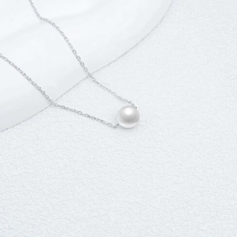 Single Pearl Choker/Necklace for Women Silver/Gold Plated 8mm Floating Freshwater Pearls Wedding Bridesmaids Anniversary Christmas Gifts for Girls 16 18 inch in Saudi Arabia