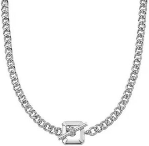 مكتنزة الذهب مربع تبديل المشبك قلادة قلادة للنساء الفتيات، العصرية بسيطة سميكة قلادة الفولاذ المقاوم للصدأ قلادة هيبوالرجينيك، سلسلة الارتباط الكوبي الحد الأدنى قلادة بيان الموضة أنيقة in Kuwait