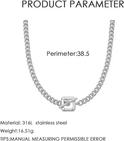 مكتنزة الذهب مربع تبديل المشبك قلادة قلادة للنساء الفتيات، العصرية بسيطة سميكة قلادة الفولاذ المقاوم للصدأ قلادة هيبوالرجينيك، سلسلة الارتباط الكوبي الحد الأدنى قلادة بيان الموضة أنيقة in Kuwait