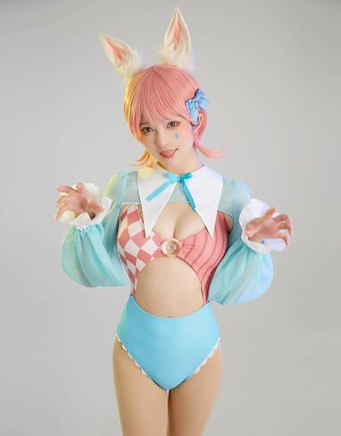 مجموعة ملابس السباحة النسائية من Haikyuu قطعة واحدة من بدلات السباحة Kawaii بفيونكة مع ملابس سباحة من التول in Saudi Arabia