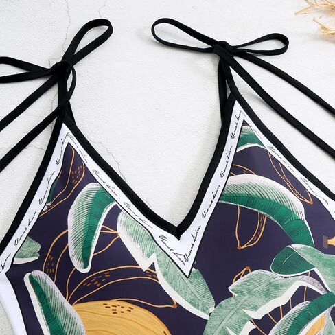 Women Floral Print Reversible Swimwear, Spaghetti Strap 1 Piece Swimsuit, V Neck Bathing Suit, Tummy Control Monokini in Kuwait