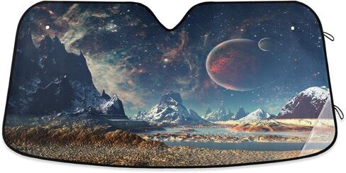 اكتمال القمر البحر ليلة سحابة أضواء السيارة الزجاج الأمامي الشمس الظل رومانسية المحيط الخلابة بانوراما ظلة عاكسة للأشعة فوق البنفسجية حامي إبقاء بارد قناع غطاء قابل للطي قابل للسحب لسيارة شاحنة سيارات الدفع الرباعي in Kuwait