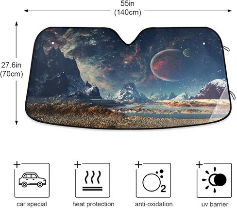 اكتمال القمر البحر ليلة سحابة أضواء السيارة الزجاج الأمامي الشمس الظل رومانسية المحيط الخلابة بانوراما ظلة عاكسة للأشعة فوق البنفسجية حامي إبقاء بارد قناع غطاء قابل للطي قابل للسحب لسيارة شاحنة سيارات الدفع الرباعي in Kuwait