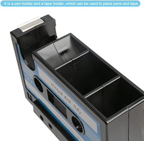 حامل قلم شريط كاسيت عتيق للمكتب مع ملصق شفاف وموزع قلم رصاص منظم لمنظمي مكتب المكتب وملحقاته حافظة أقلام ووعاء حاوية مزهرية (أزرق) in Kuwait