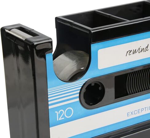 حامل قلم شريط كاسيت عتيق للمكتب مع ملصق شفاف وموزع قلم رصاص منظم لمنظمي مكتب المكتب وملحقاته حافظة أقلام ووعاء حاوية مزهرية (أزرق) in Kuwait