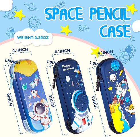 3 قطع من مقلمة رائد الفضاء 3D EVA Space Pencil Box Galaxy مقلمة رائد الفضاء قلم رصاص لكمة قلم رصاص كرتوني أزرق حامل قلم رصاص سعة كبيرة مقاومة للماء مع مقصورات in Saudi Arabia