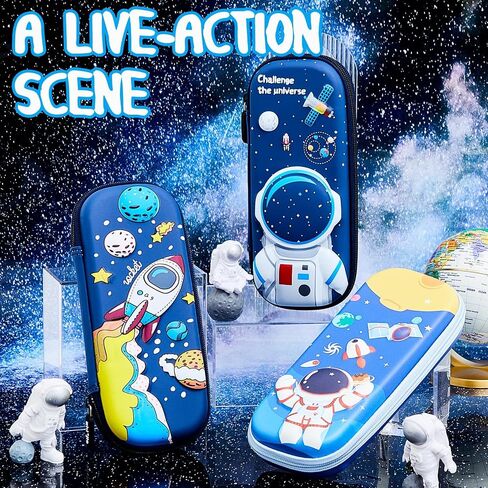 3 قطع من مقلمة رائد الفضاء 3D EVA Space Pencil Box Galaxy مقلمة رائد الفضاء قلم رصاص لكمة قلم رصاص كرتوني أزرق حامل قلم رصاص سعة كبيرة مقاومة للماء مع مقصورات in Saudi Arabia