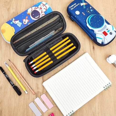 3 قطع من مقلمة رائد الفضاء 3D EVA Space Pencil Box Galaxy مقلمة رائد الفضاء قلم رصاص لكمة قلم رصاص كرتوني أزرق حامل قلم رصاص سعة كبيرة مقاومة للماء مع مقصورات in Saudi Arabia
