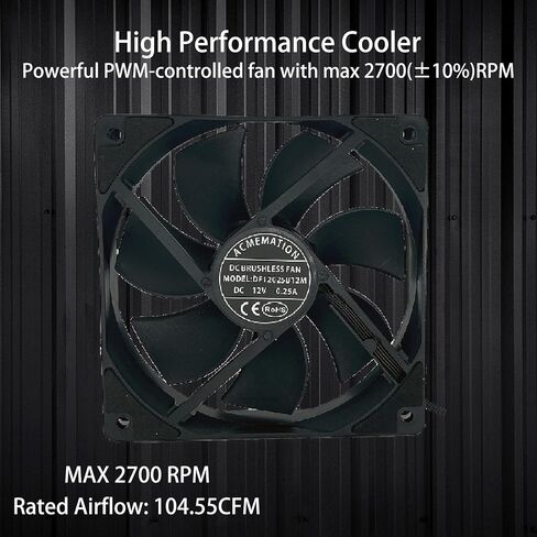 مراوح الكمبيوتر بسرعة 2700 دورة في الدقيقة - مروحة تبريد PWM ذات 4 دبابيس، مروحة حافظة عالية الأداء، 120 مم لسطح المكتب، أسود in Kuwait