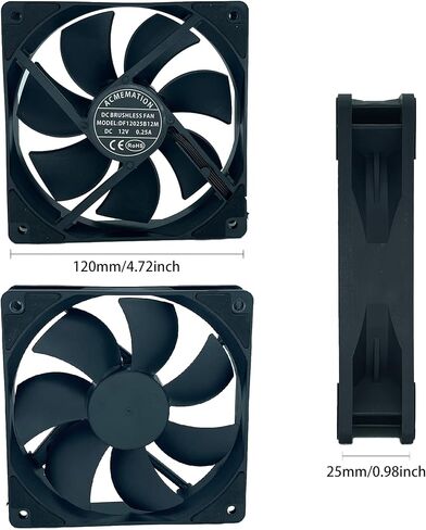 مراوح الكمبيوتر بسرعة 2700 دورة في الدقيقة - مروحة تبريد PWM ذات 4 دبابيس، مروحة حافظة عالية الأداء، 120 مم لسطح المكتب، أسود in Kuwait