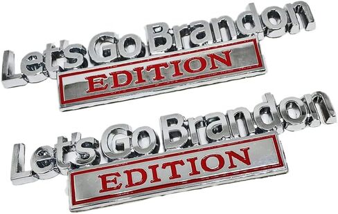 VARGTR 2 قطعة Let's Go Brandon Edition ملصق معدني بشعار السيارة، ملصق سيارة من الكروم، شارة حروف مرتفعة ثلاثية الأبعاد، ملصق ممتص الصدمات للسيارة، استبدال الحاجز للمركبة، الشاحنة، سيارات الدفع الرباعي (أحمر فضي) in Saudi Arabia