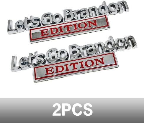 VARGTR 2 قطعة Let's Go Brandon Edition ملصق معدني بشعار السيارة، ملصق سيارة من الكروم، شارة حروف مرتفعة ثلاثية الأبعاد، ملصق ممتص الصدمات للسيارة، استبدال الحاجز للمركبة، الشاحنة، سيارات الدفع الرباعي (أحمر فضي) in Saudi Arabia