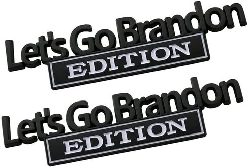 VARGTR 2 قطعة Let's Go Brandon Edition ملصق معدني بشعار السيارة، ملصق سيارة من الكروم، شارة حروف مرتفعة ثلاثية الأبعاد، ملصق ممتص الصدمات للسيارة، استبدال الحاجز للمركبة، الشاحنة، سيارات الدفع الرباعي (أحمر فضي) in Saudi Arabia