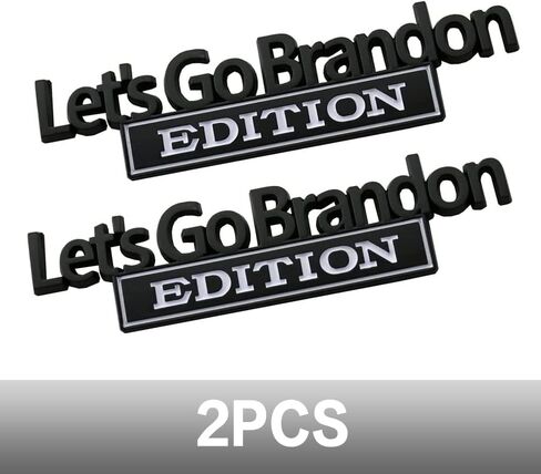 VARGTR 2 قطعة Let's Go Brandon Edition ملصق معدني بشعار السيارة، ملصق سيارة من الكروم، شارة حروف مرتفعة ثلاثية الأبعاد، ملصق ممتص الصدمات للسيارة، استبدال الحاجز للمركبة، الشاحنة، سيارات الدفع الرباعي (أحمر فضي) in Saudi Arabia