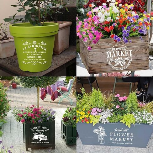 Flower Market Stencil, Large Spring Wildflower Stencils Farmhouse Stencils for Painting on Wood, Craft Template Wood Burning Stencil for Garden Canvas Sign Wall Home Decor(Flower) in Saudi Arabia