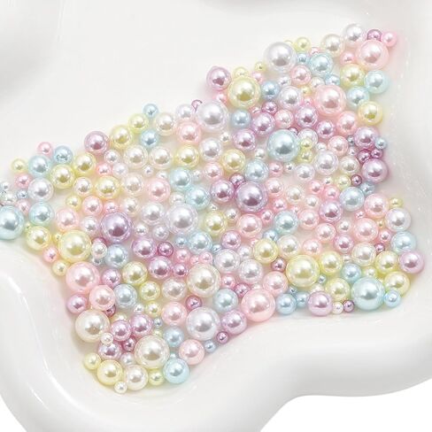1000PCS No Hole Pearls, 3-8MM Mix Colors Round Beads for Crafts No Hole, Faux Pearls Beads for Nail Face Art,Vase Fillers,Table Scatter,Birthday Party Decoration in Saudi Arabia