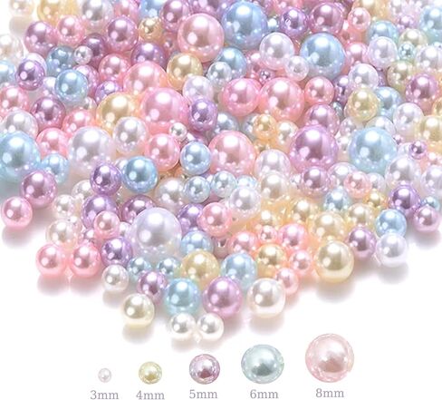 1000PCS No Hole Pearls, 3-8MM Mix Colors Round Beads for Crafts No Hole, Faux Pearls Beads for Nail Face Art,Vase Fillers,Table Scatter,Birthday Party Decoration in Saudi Arabia